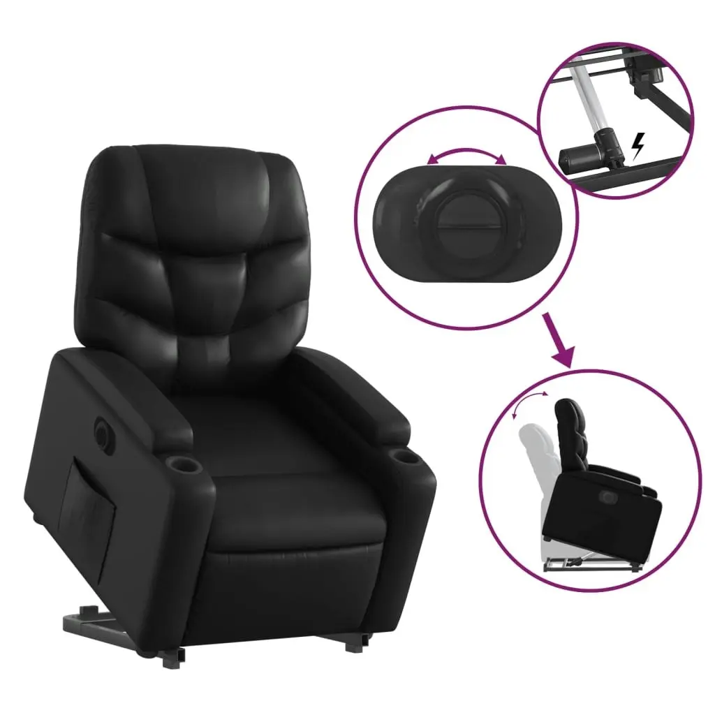 Electric Stand up Recliner Chair Black Faux Leather 3205658