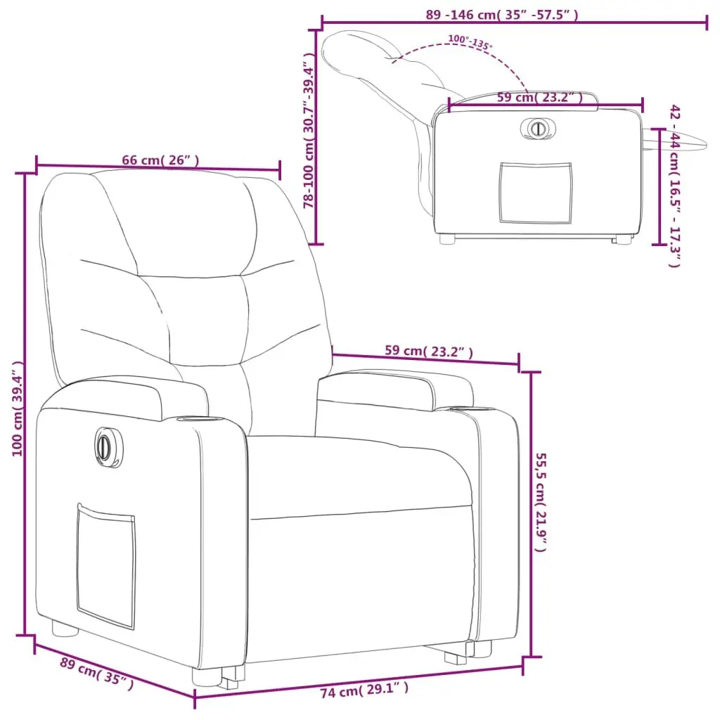 Electric Stand up Recliner Chair Black Faux Leather 3205658