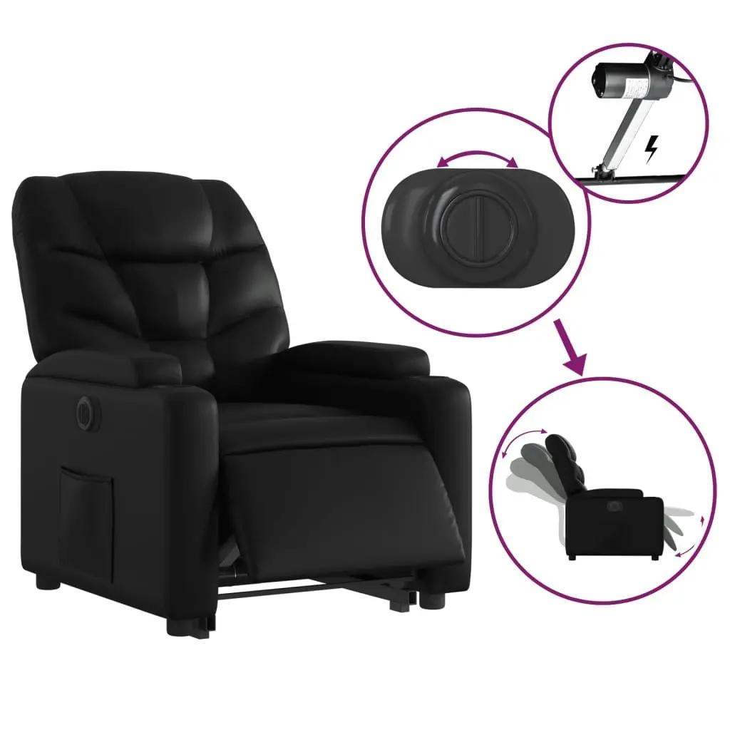 Electric Stand up Recliner Chair Black Faux Leather 3205658