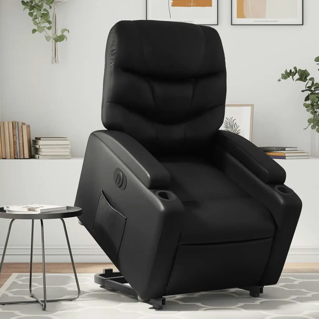 Electric Stand up Recliner Chair Black Faux Leather 3205658