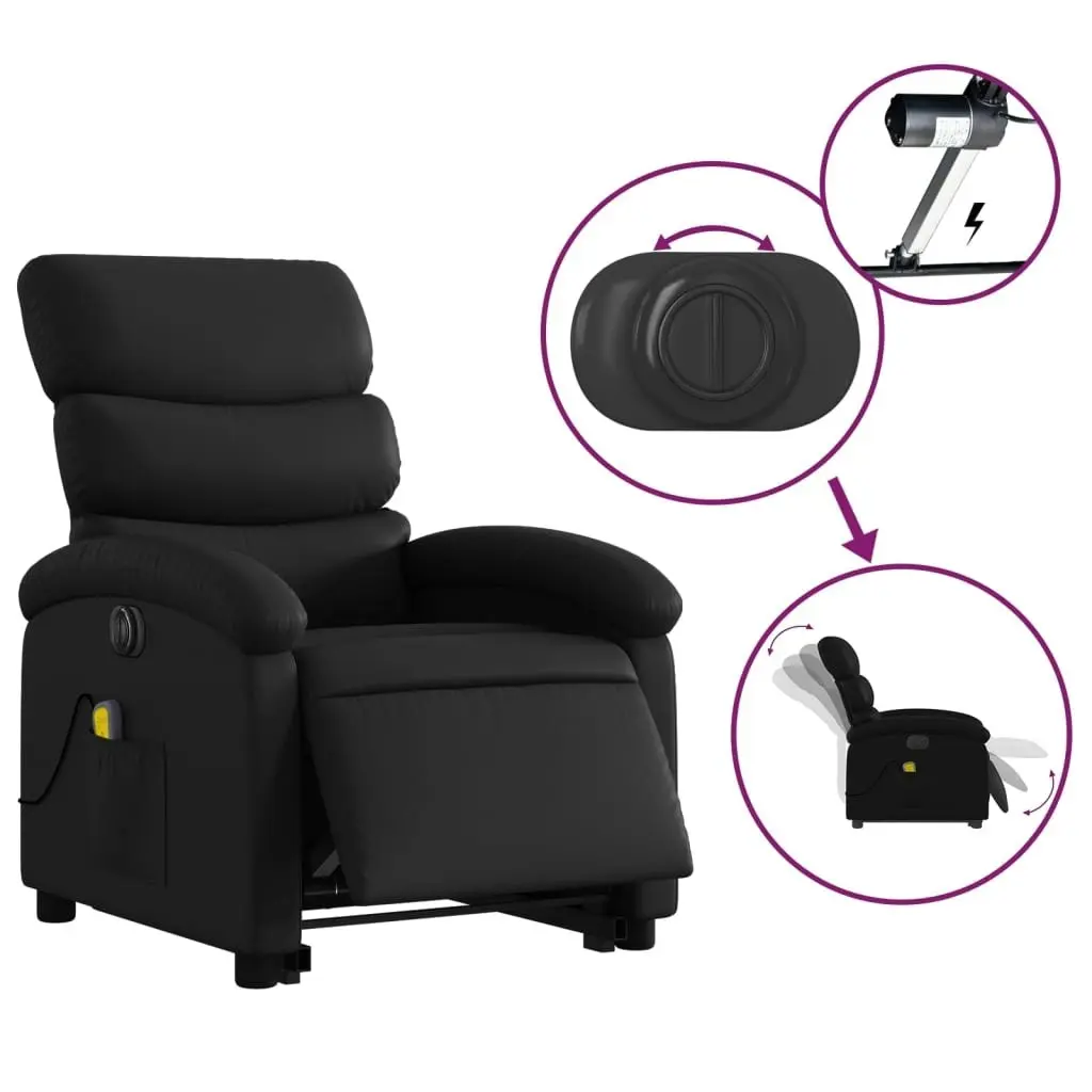 Electric Stand up Massage Recliner Chair Black Faux Leather 3205379