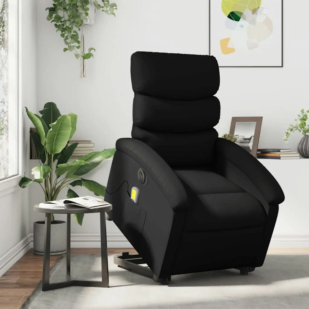 Electric Stand up Massage Recliner Chair Black Faux Leather 3205379