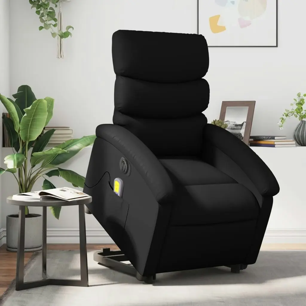 Electric Stand up Massage Recliner Chair Black Faux Leather 3205379