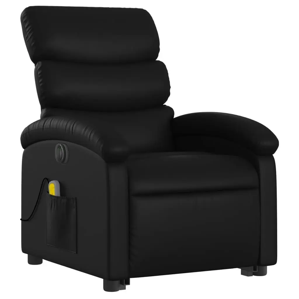 Electric Stand up Massage Recliner Chair Black Faux Leather 3205379