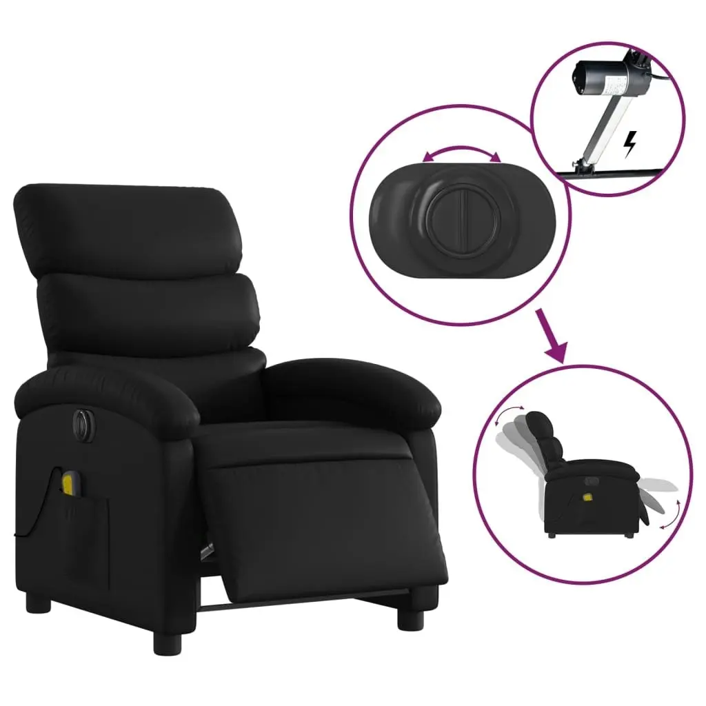 Electric Massage Recliner Chair Black Faux Leather 3205377