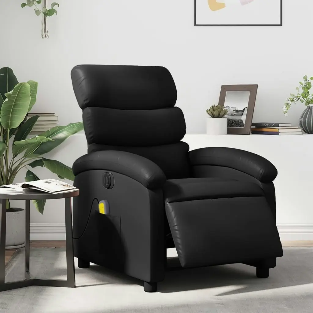 Electric Massage Recliner Chair Black Faux Leather 3205377