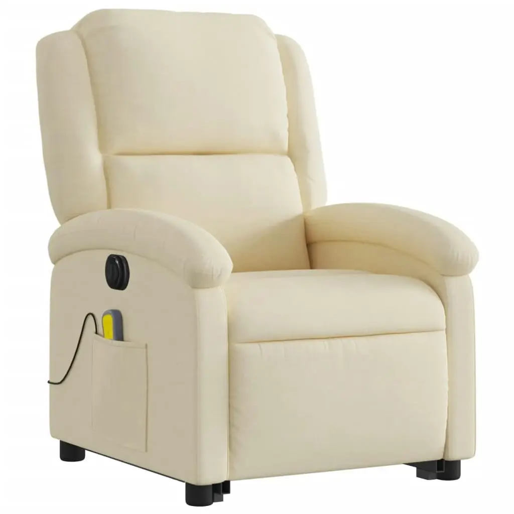 Electric Stand up Massage Recliner Chair Cream Fabric 3205443