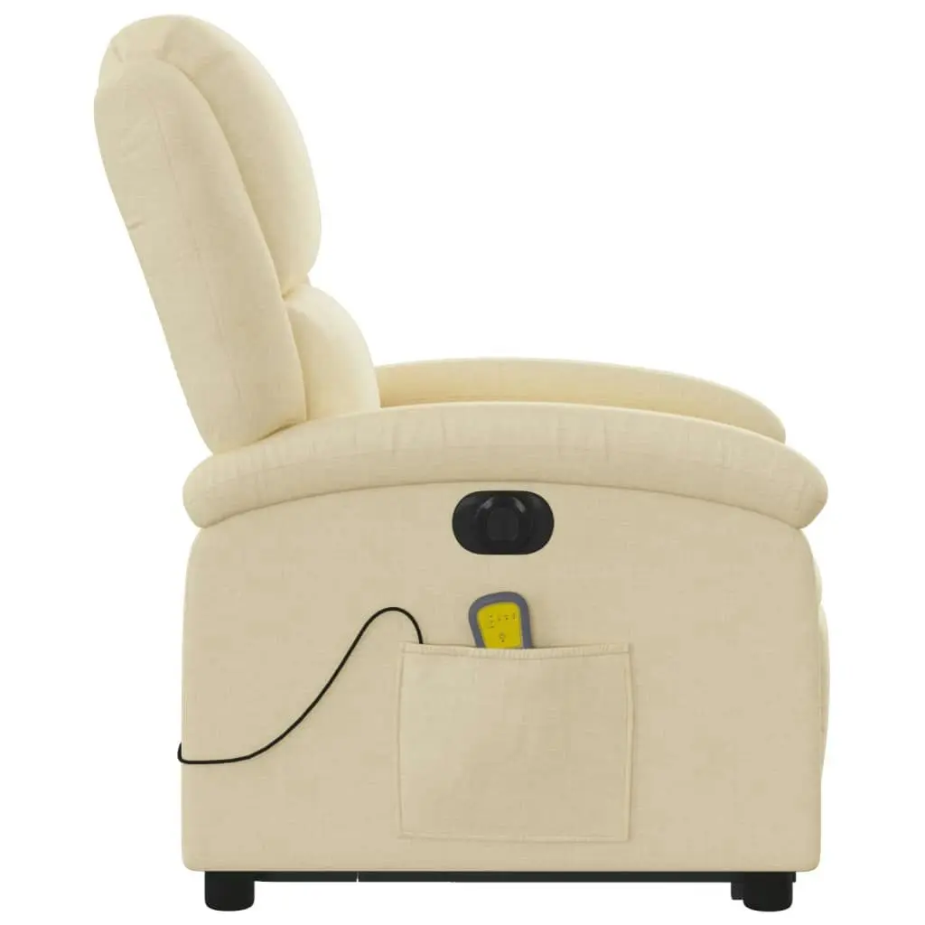 Electric Stand up Massage Recliner Chair Cream Fabric 3205443