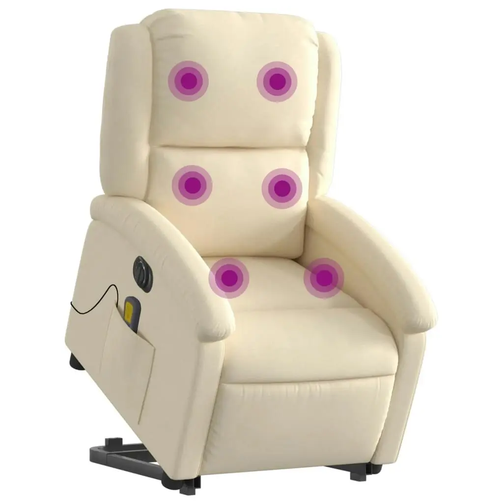 Electric Stand up Massage Recliner Chair Cream Fabric 3205443