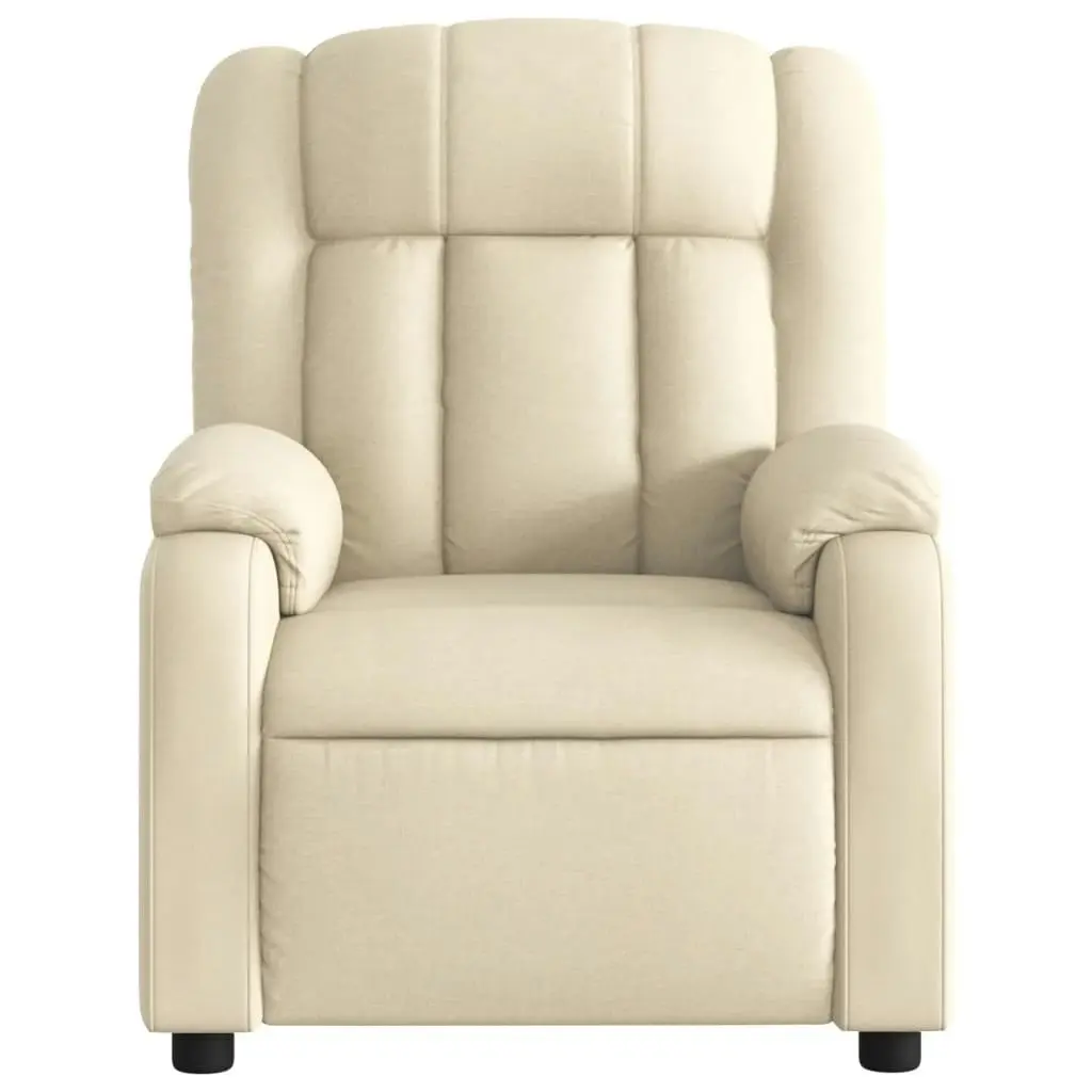 Electric Massage Recliner Chair Cream Fabric 3205787