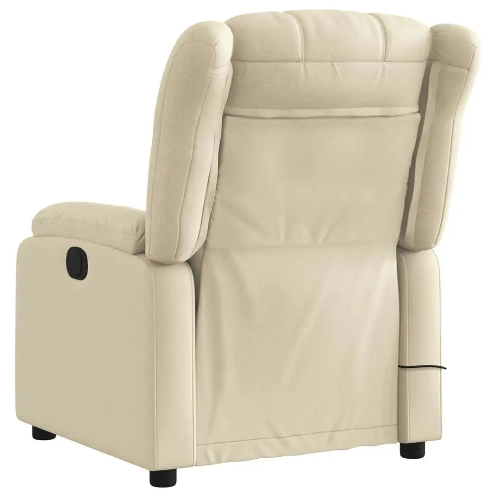 Electric Massage Recliner Chair Cream Fabric 3205787