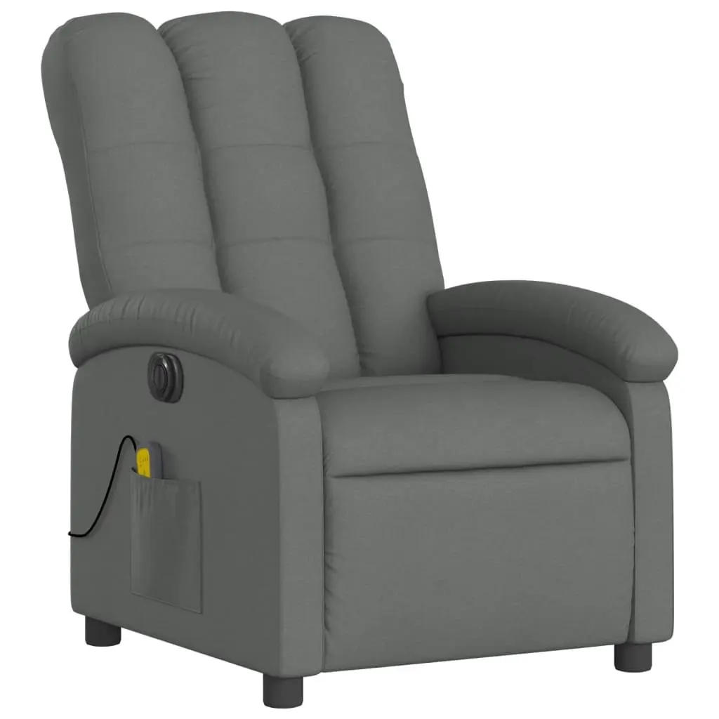 Electric Massage Recliner Chair Dark Grey Fabric 3205393