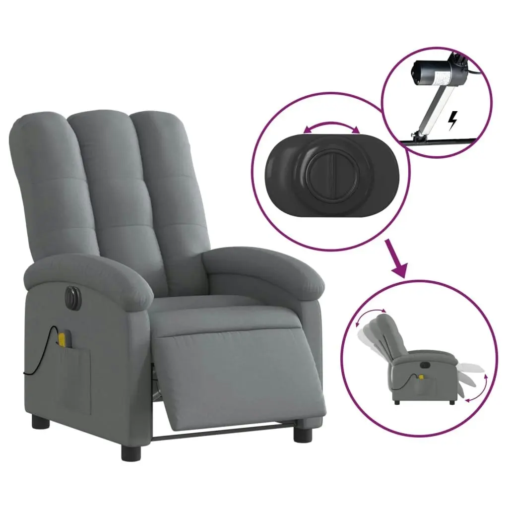 Electric Massage Recliner Chair Dark Grey Fabric 3205393