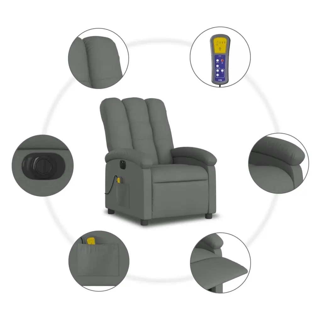 Electric Massage Recliner Chair Dark Grey Fabric 3205393