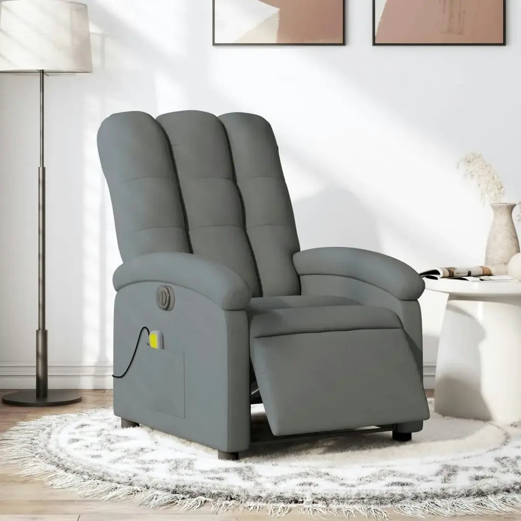 Electric Massage Recliner Chair Dark Grey Fabric 3205393