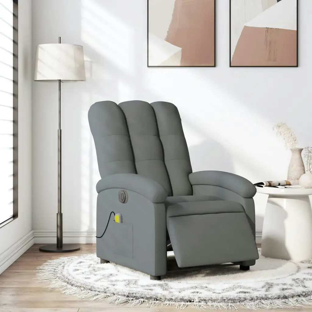 Electric Massage Recliner Chair Dark Grey Fabric 3205393