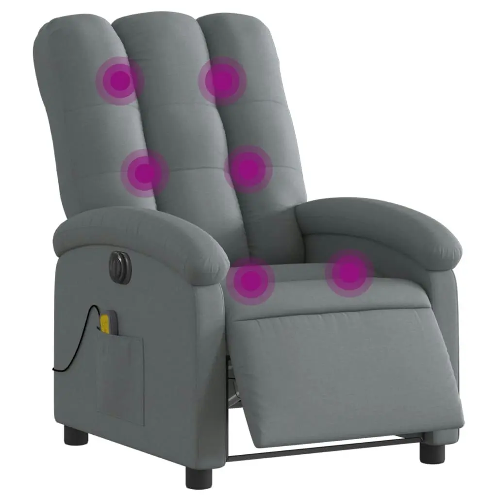 Electric Massage Recliner Chair Dark Grey Fabric 3205393