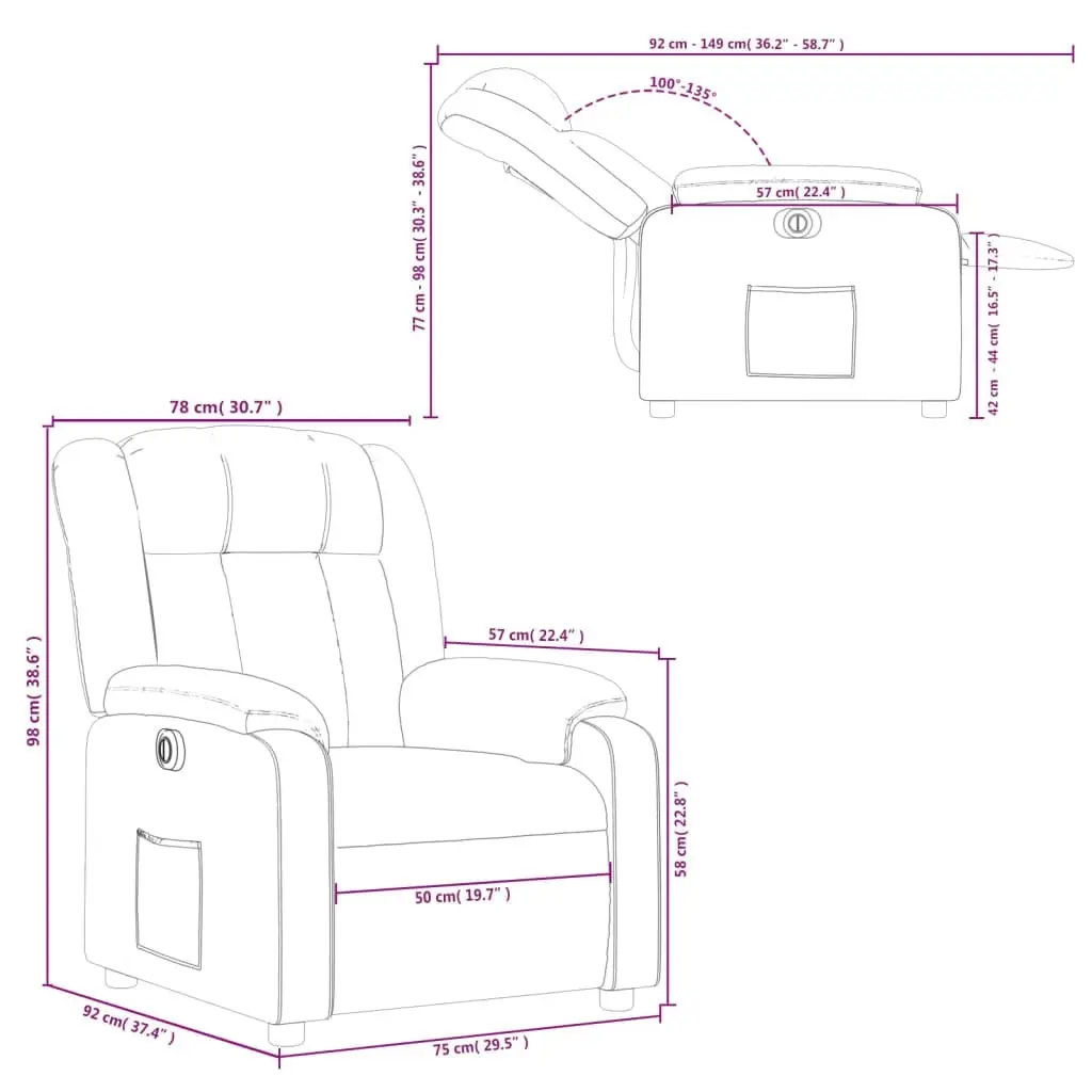 Electric Recliner Chair Dark Grey Fabric 3205781