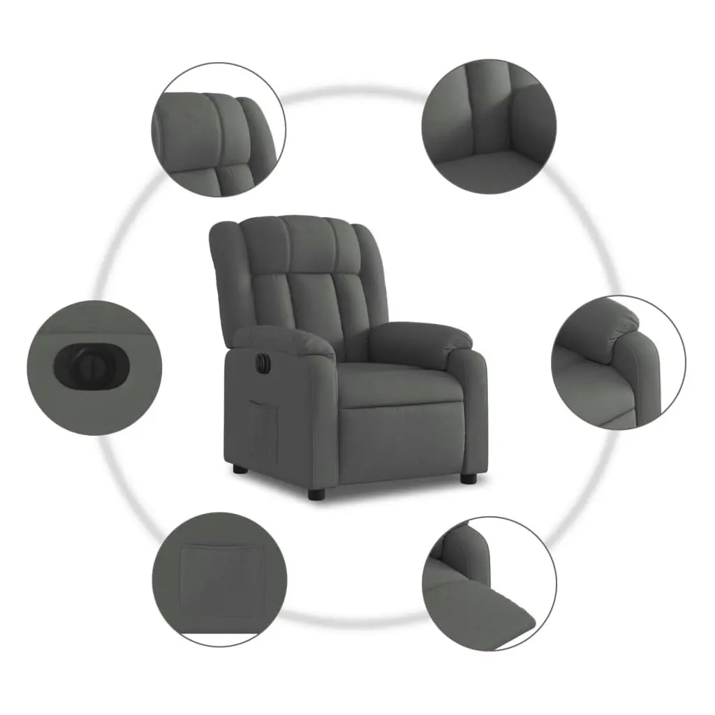 Electric Recliner Chair Dark Grey Fabric 3205781