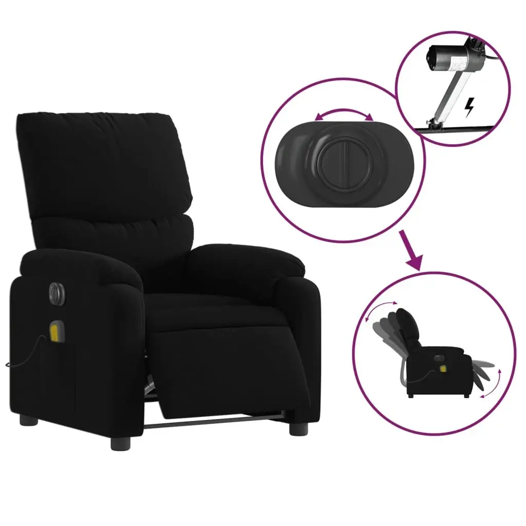 Electric Massage Recliner Chair Black Fabric 3205694