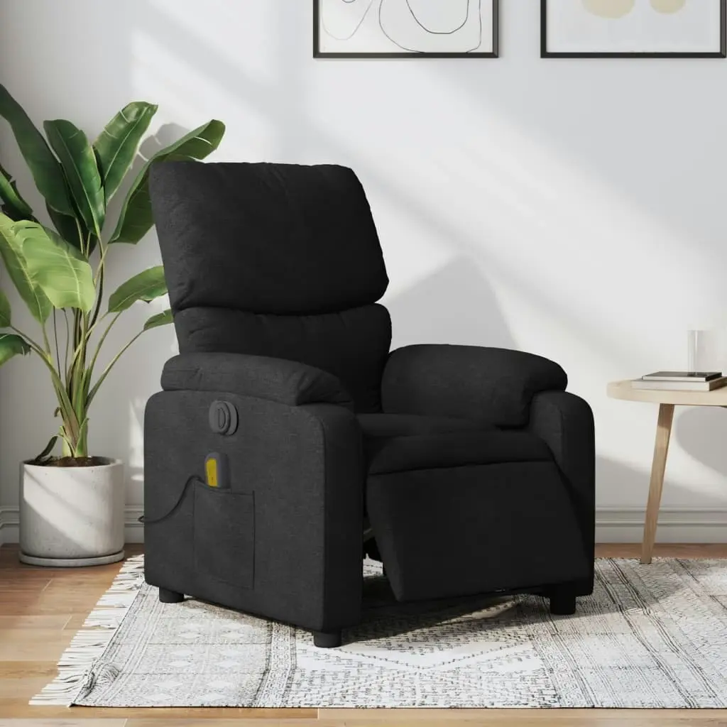 Electric Massage Recliner Chair Black Fabric 3205694