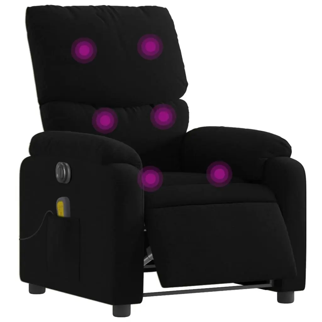 Electric Massage Recliner Chair Black Fabric 3205694