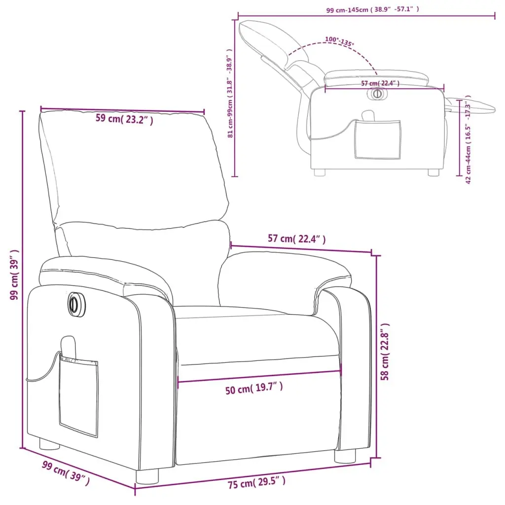 Electric Massage Recliner Chair Black Fabric 3205694