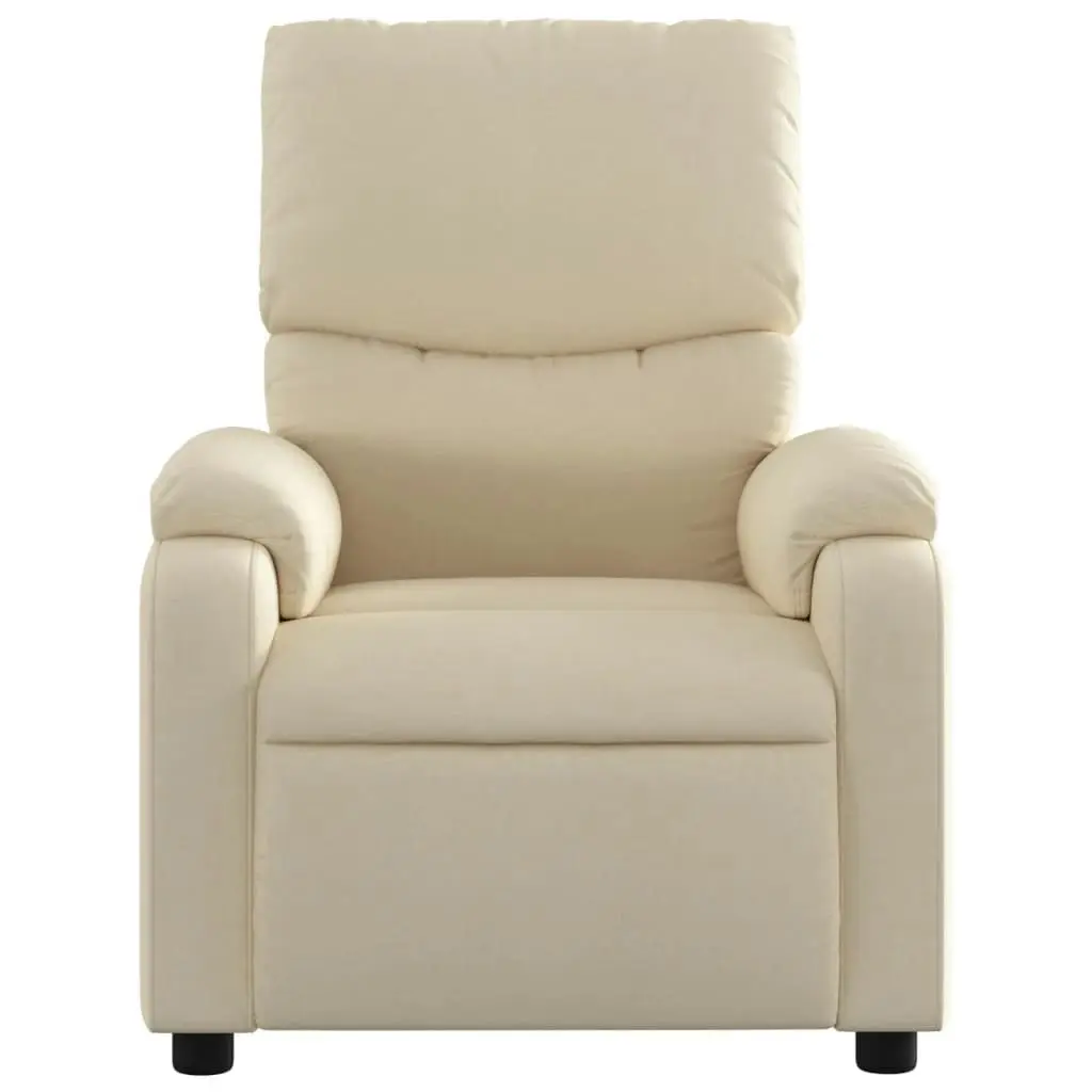 Electric Massage Recliner Chair Cream Fabric 3205695