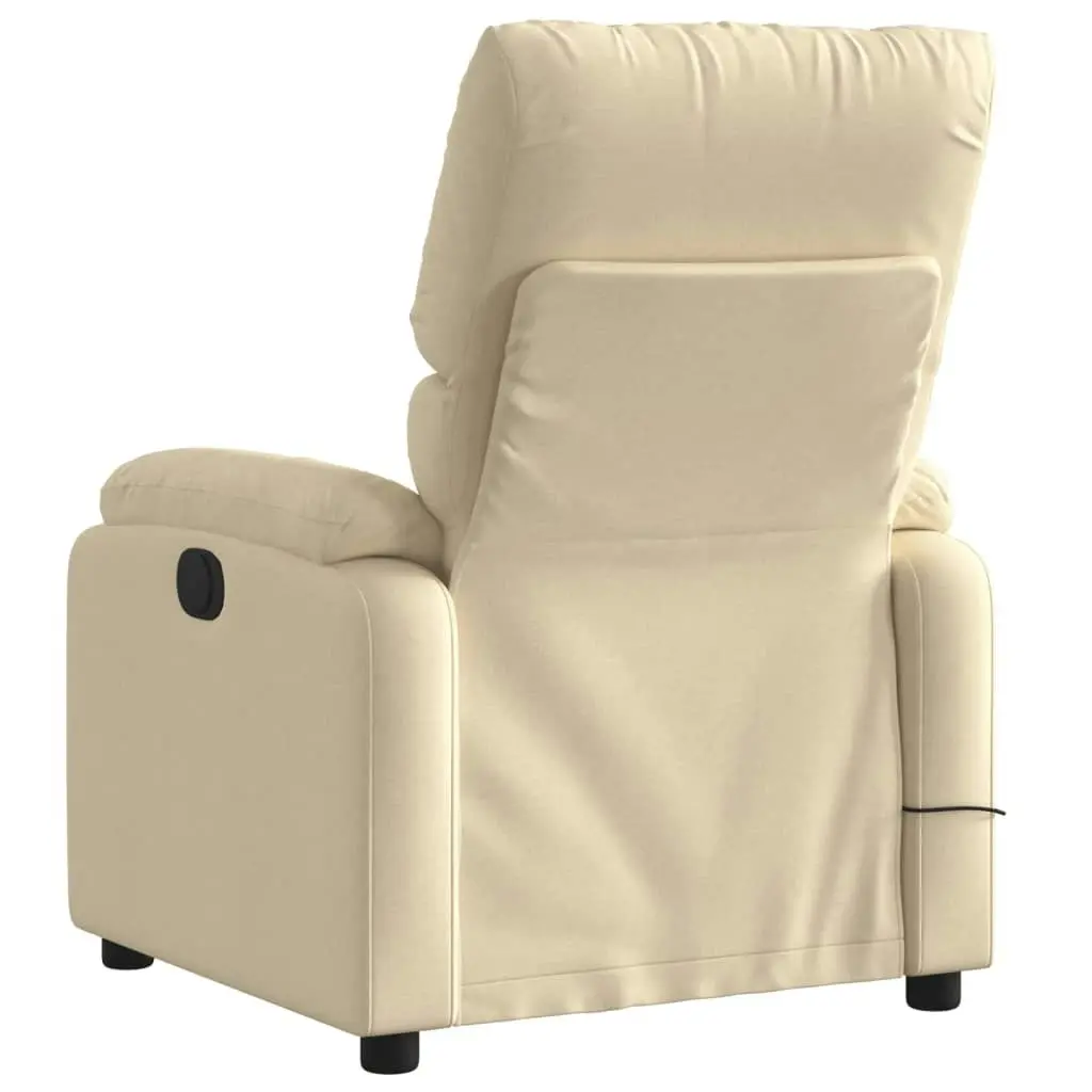 Electric Massage Recliner Chair Cream Fabric 3205695