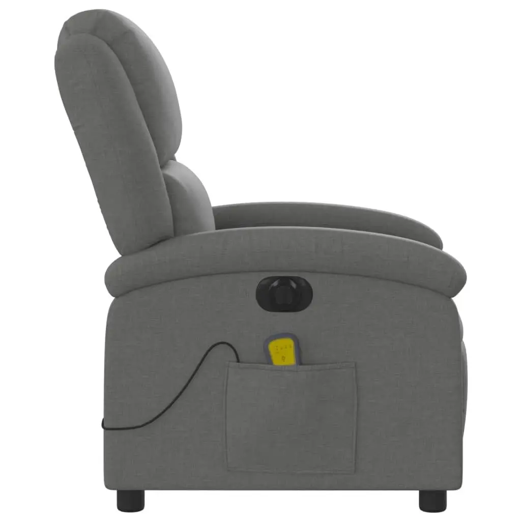 Electric Massage Recliner Chair Dark Grey Fabric 3205425