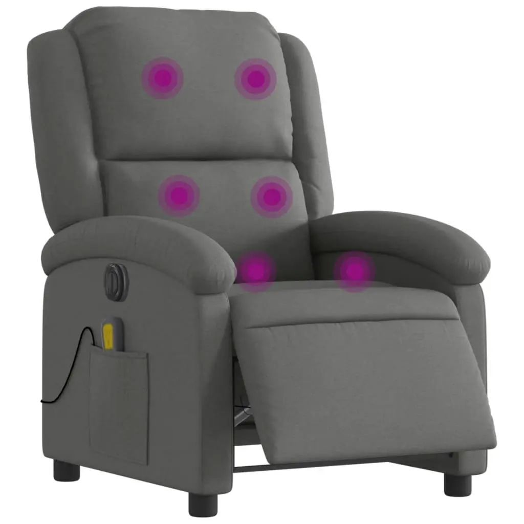 Electric Massage Recliner Chair Dark Grey Fabric 3205425