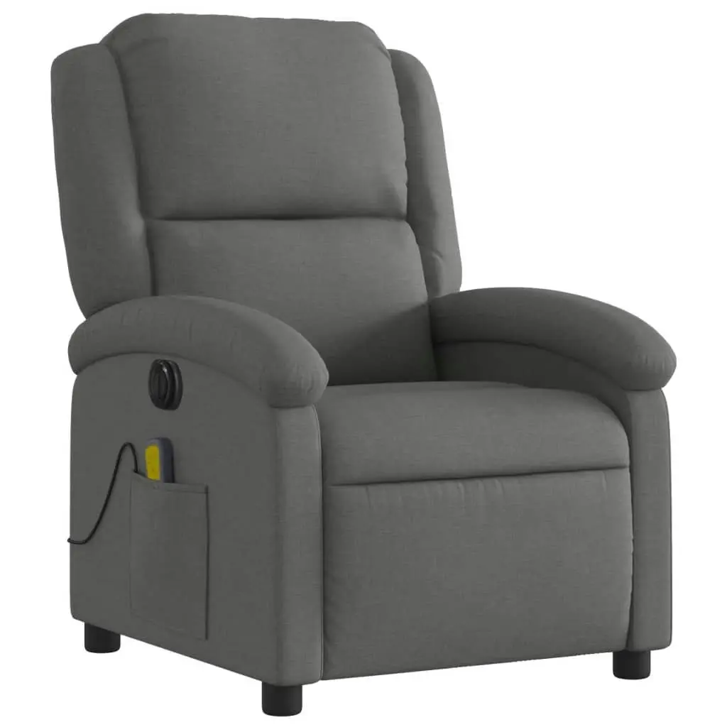 Electric Massage Recliner Chair Dark Grey Fabric 3205425