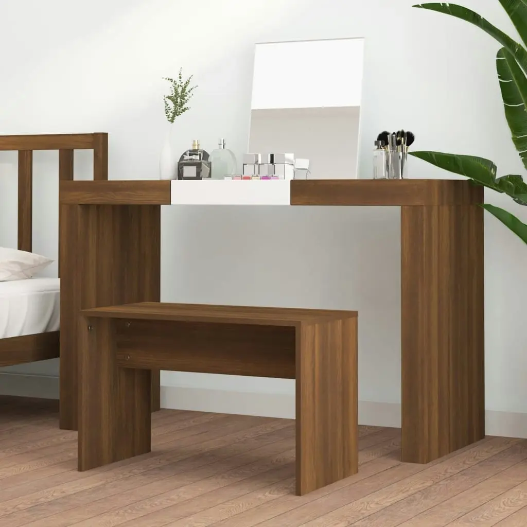 Dressing Stool Brown Oak 70x35x45 cm Engineered Wood 820525