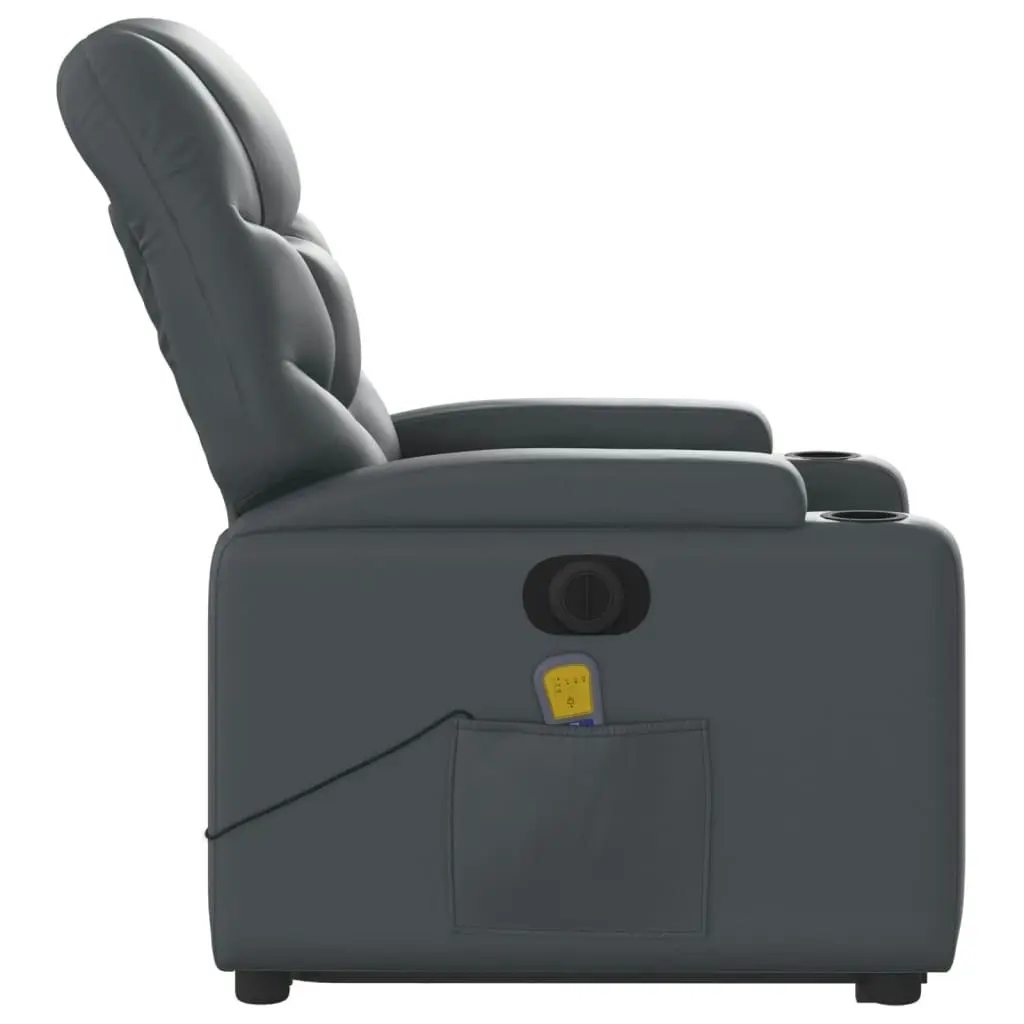 Electric Stand up Massage Recliner Chair Grey Faux Leather 3205663