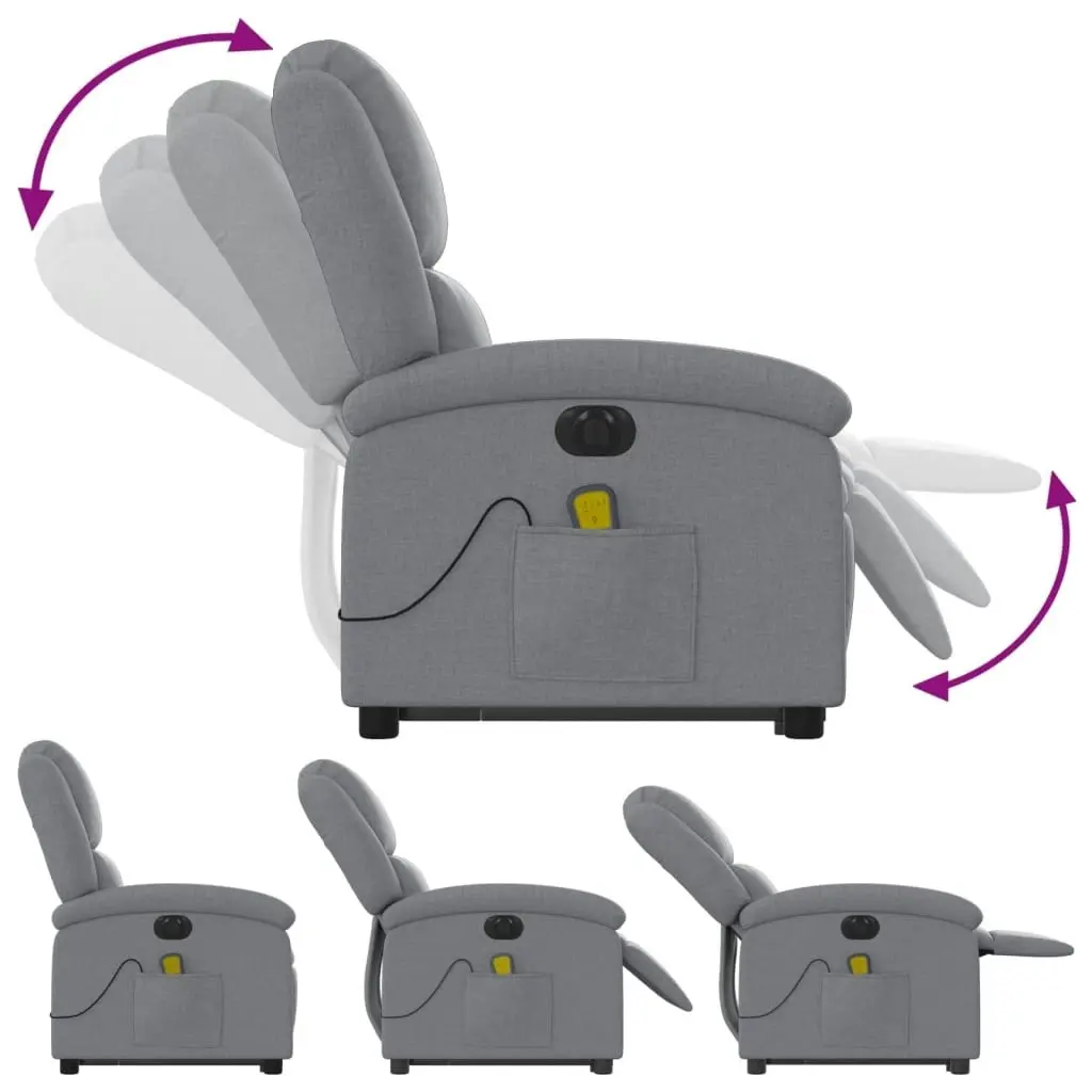 Electric Stand up Massage Recliner Chair Light Grey Fabric 3205440