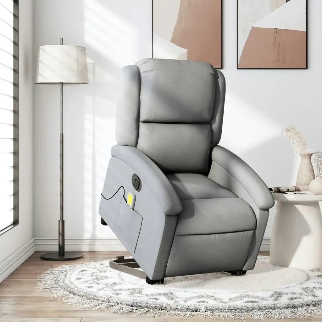 Electric Stand up Massage Recliner Chair Light Grey Fabric 3205440