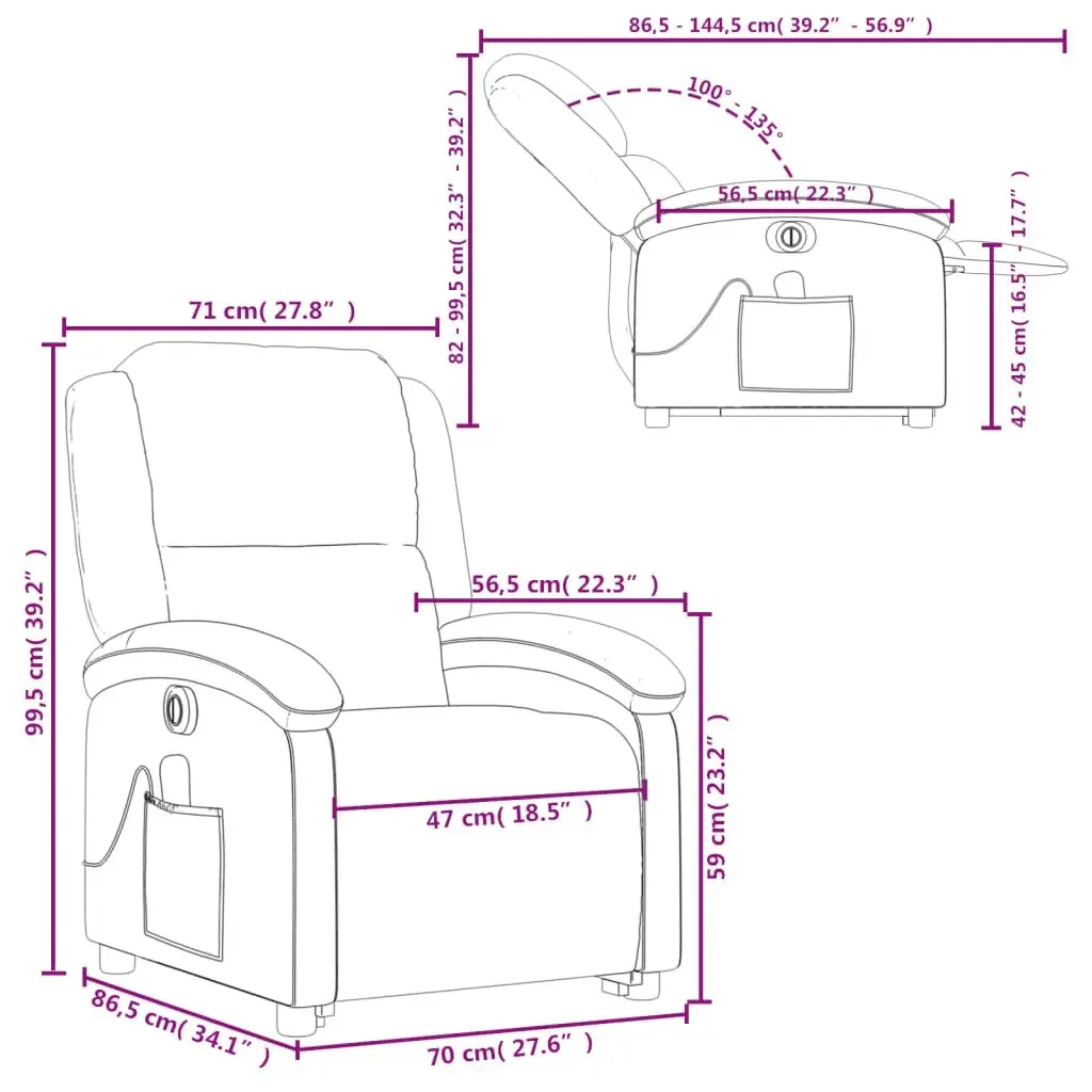 Electric Stand up Massage Recliner Chair Light Grey Fabric 3205440