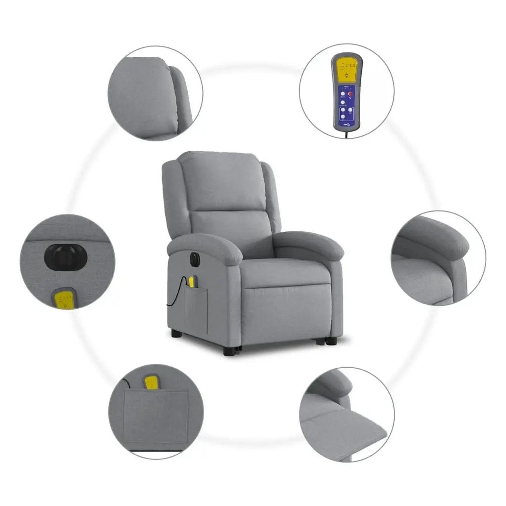 Electric Stand up Massage Recliner Chair Light Grey Fabric 3205440