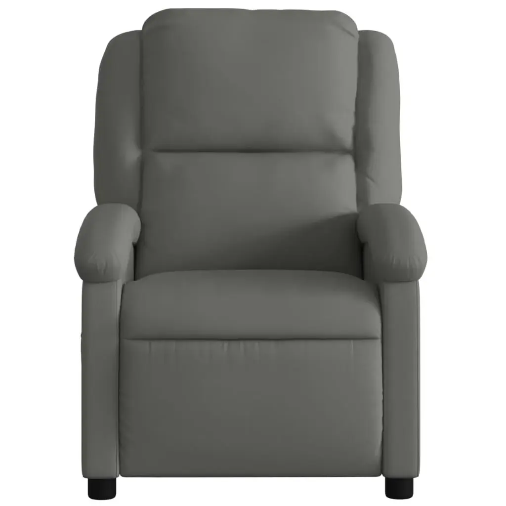 Electric Massage Recliner Chair Grey Real Leather 3205479