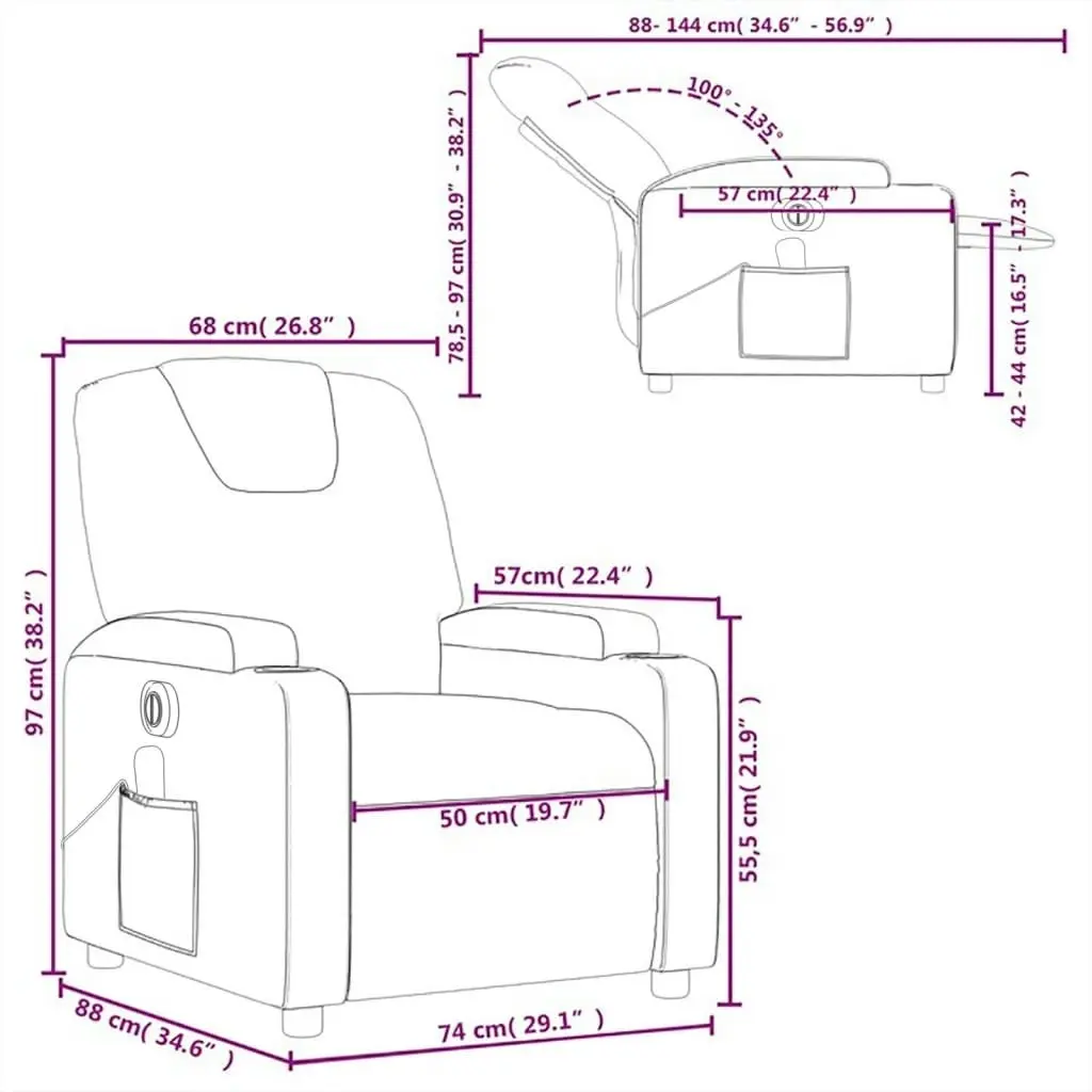 Electric Massage Recliner Chair Light Grey Fabric 3205520