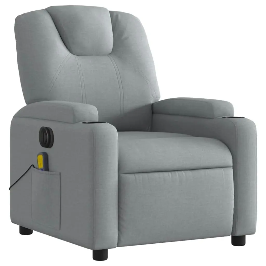 Electric Massage Recliner Chair Light Grey Fabric 3205520