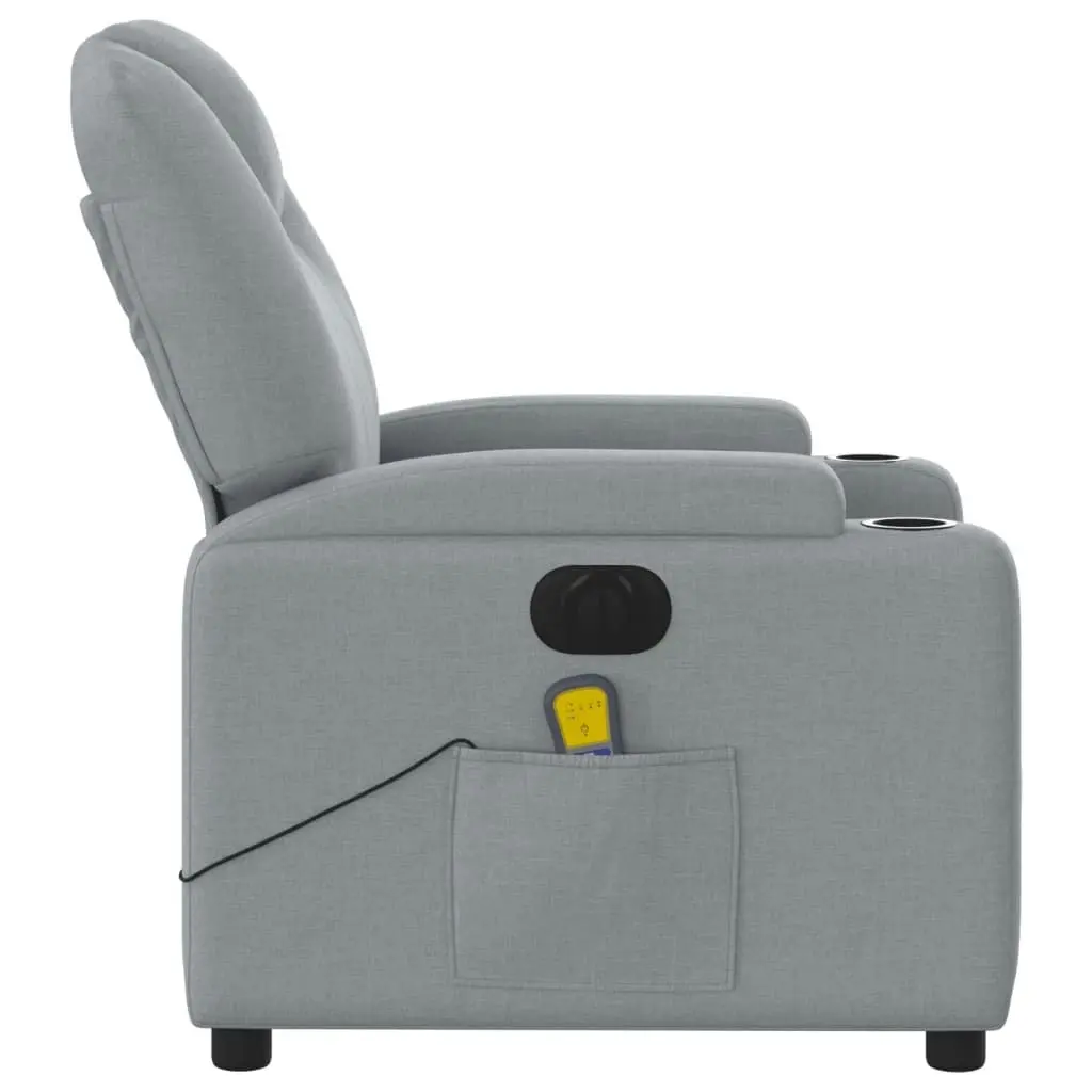 Electric Massage Recliner Chair Light Grey Fabric 3205520