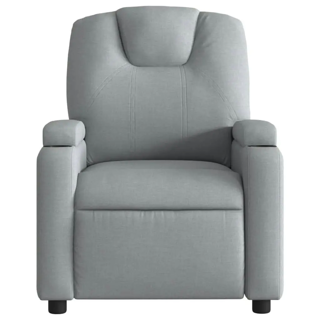 Electric Massage Recliner Chair Light Grey Fabric 3205520