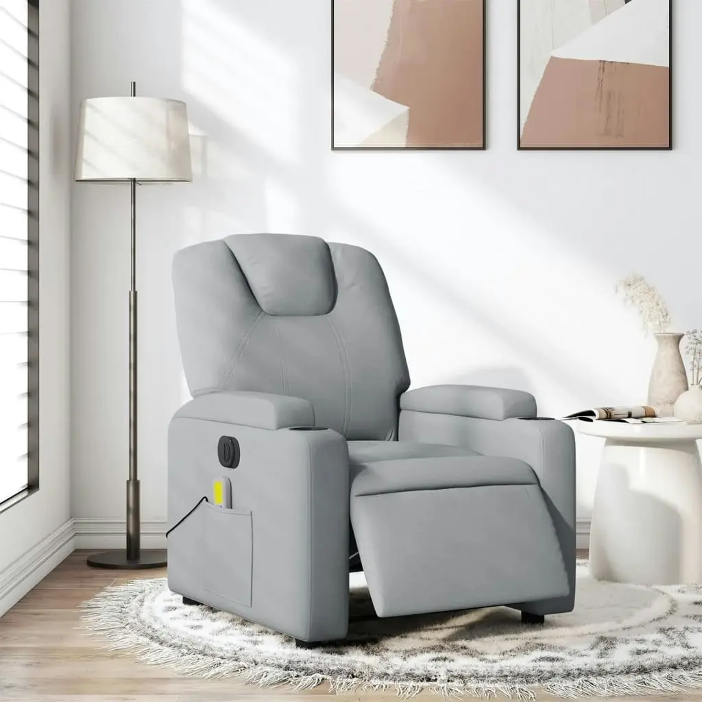 Electric Massage Recliner Chair Light Grey Fabric 3205520