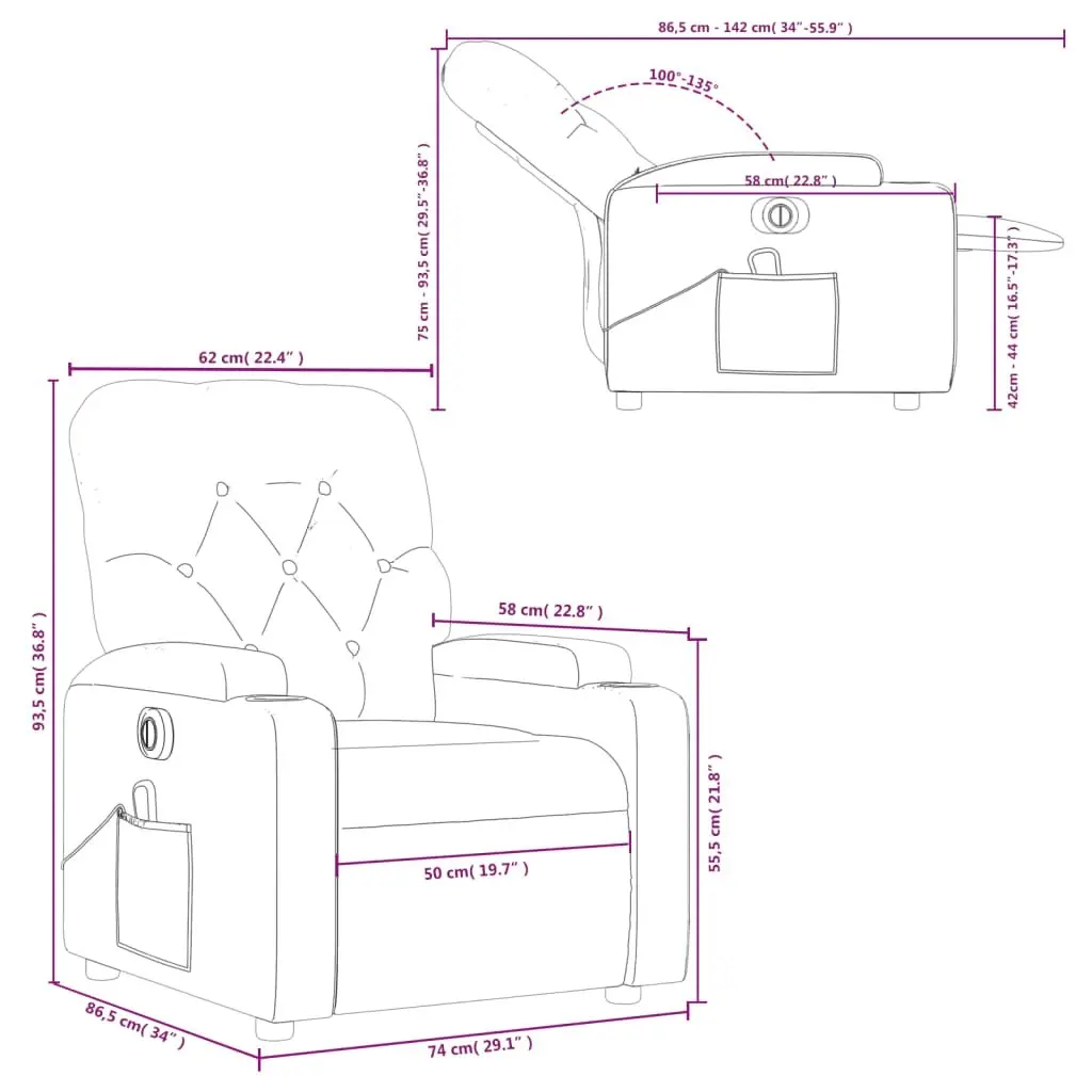 Electric Massage Recliner Chair Light Grey Fabric 3205667