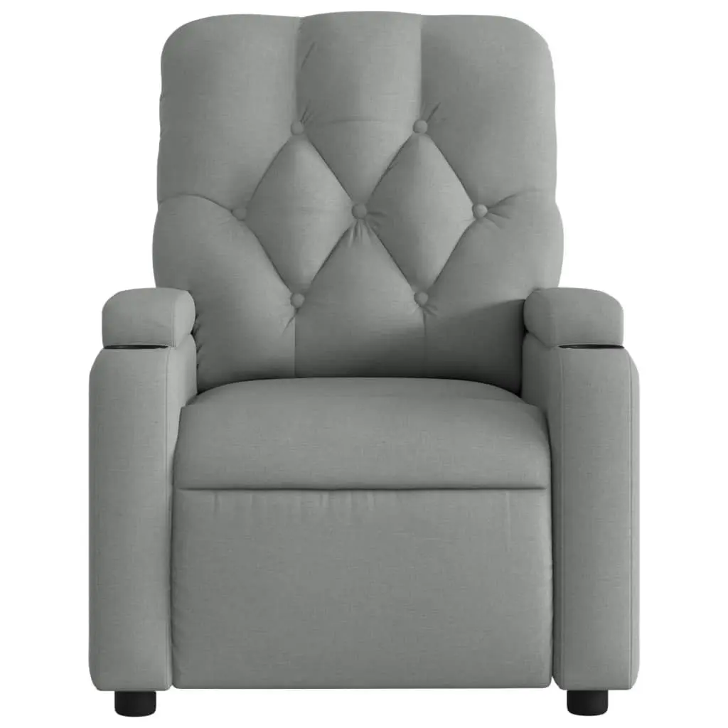 Electric Massage Recliner Chair Light Grey Fabric 3205667