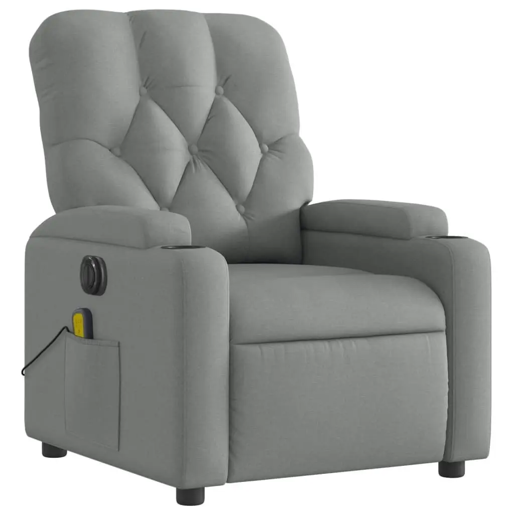 Electric Massage Recliner Chair Light Grey Fabric 3205667