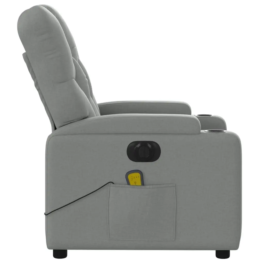 Electric Massage Recliner Chair Light Grey Fabric 3205667