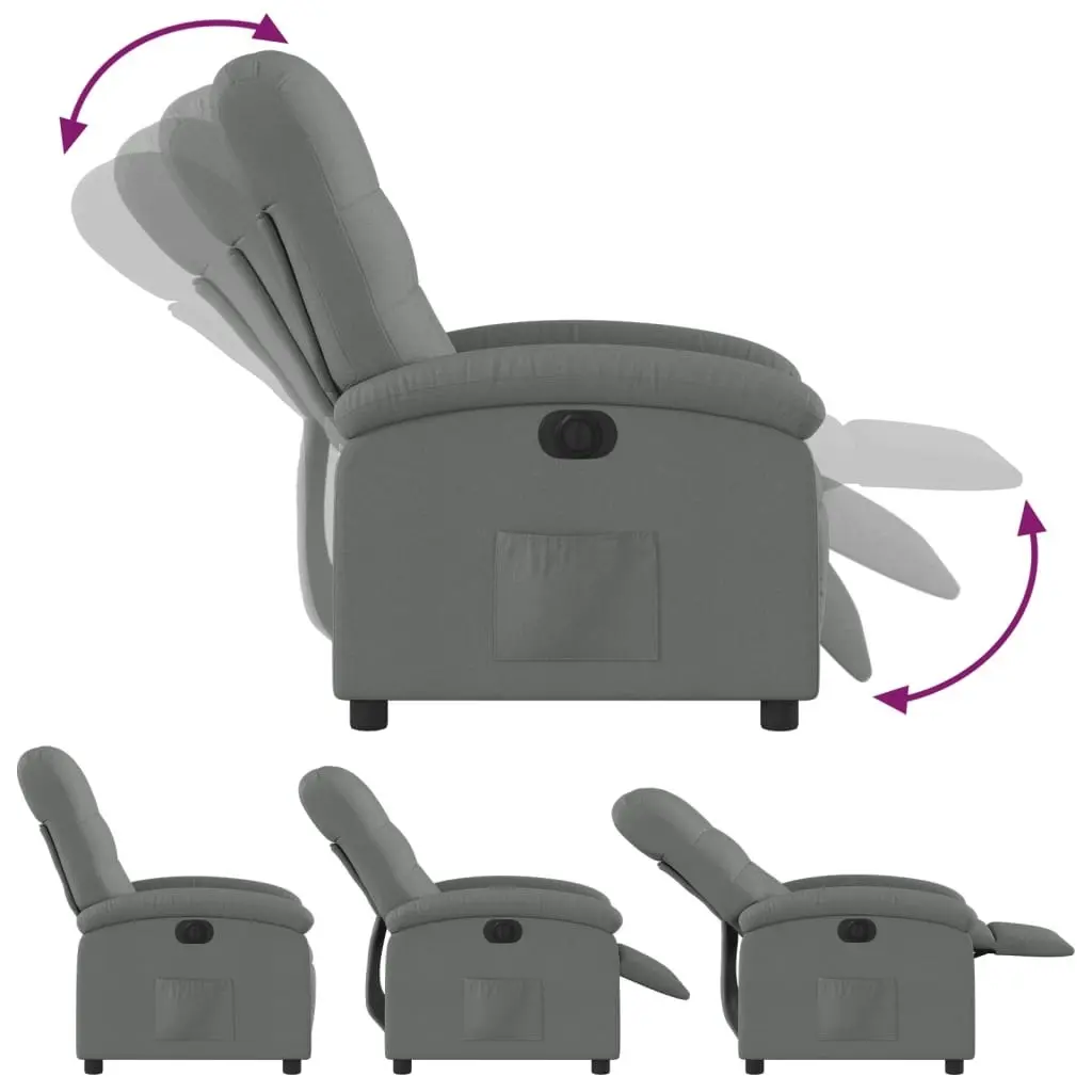 Electric Recliner Chair Dark Grey Fabric 3205389