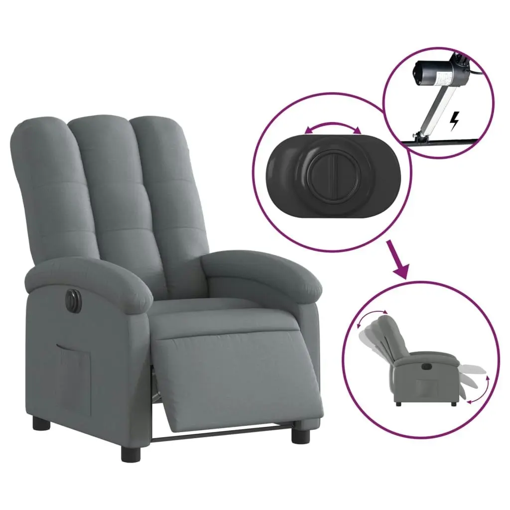 Electric Recliner Chair Dark Grey Fabric 3205389